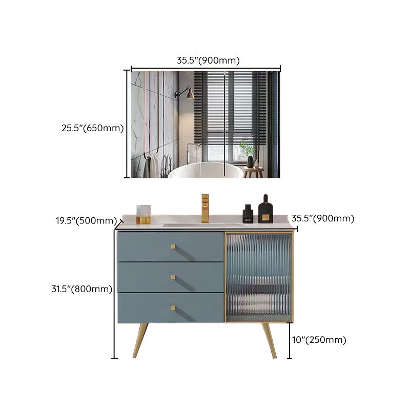 Freestanding Bathroom Vanity Blue Wood Frame Single Sink Rectangular Vanity with 3 Drawers Clearhalo 'Bathroom Remodel & Bathroom Fixtures' 'Bathroom Vanities' 'bathroom_vanities' 'Home Improvement' 'home_improvement' 'home_improvement_bathroom_vanities' 1200x1200_8f59c11e-8700-4f0b-8966-a5d56cfc195a