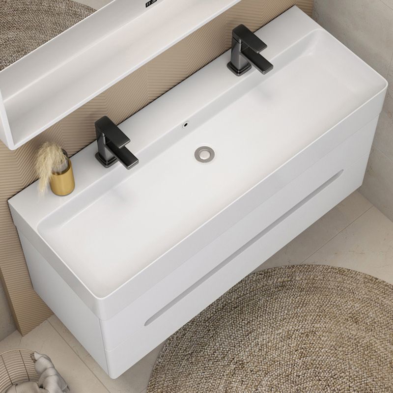 Modern Wooden Sink Vanity White Wall Mount Bathroom Vanity Cabinet with Mirror Clearhalo 'Bathroom Remodel & Bathroom Fixtures' 'Bathroom Vanities' 'bathroom_vanities' 'Home Improvement' 'home_improvement' 'home_improvement_bathroom_vanities' 1200x1200_8f5a781d-0d1b-4b62-b88a-cf0729949e46