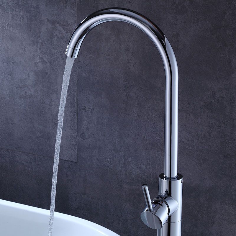 Contemporary Bathroom Faucet Floor Mounted Copper One Handle Freestanding Tub Filler Trim Clearhalo 'Bathroom Remodel & Bathroom Fixtures' 'Bathtub Faucets' 'bathtub_faucets' 'Home Improvement' 'home_improvement' 'home_improvement_bathtub_faucets' 1200x1200_8f634437-2d5a-4e19-86b4-43649e7b4246