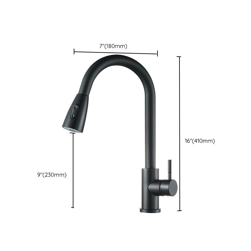 Contemporary Gooseneck Faucet One Handle Kitchen Faucet High Arch Water Filler Clearhalo 'Home Improvement' 'home_improvement' 'home_improvement_kitchen_faucets' 'Kitchen Faucets' 'Kitchen Remodel & Kitchen Fixtures' 'Kitchen Sinks & Faucet Components' 'kitchen_faucets' 1200x1200_8f8ffa61-ac2e-4077-9934-1aedf37a50cc