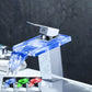Bathroom LED Faucet Light Lever Handle Waterfall Spout Faucet Clearhalo 'bathroom_sink_faucets' 'Conjunta de Baño y Conjunta de Grifo' 'Coronamiento de Baño y Dispositivo de Baño' 'Grifo del lavabo del baño' 'Hogar' 'home_improvement' 'home_improvement_bathroom_sink_faucets' 'Mejoras para el hogar' 1200x1200_8f9314a3-7ce6-4c6a-aaa1-8195553c7270