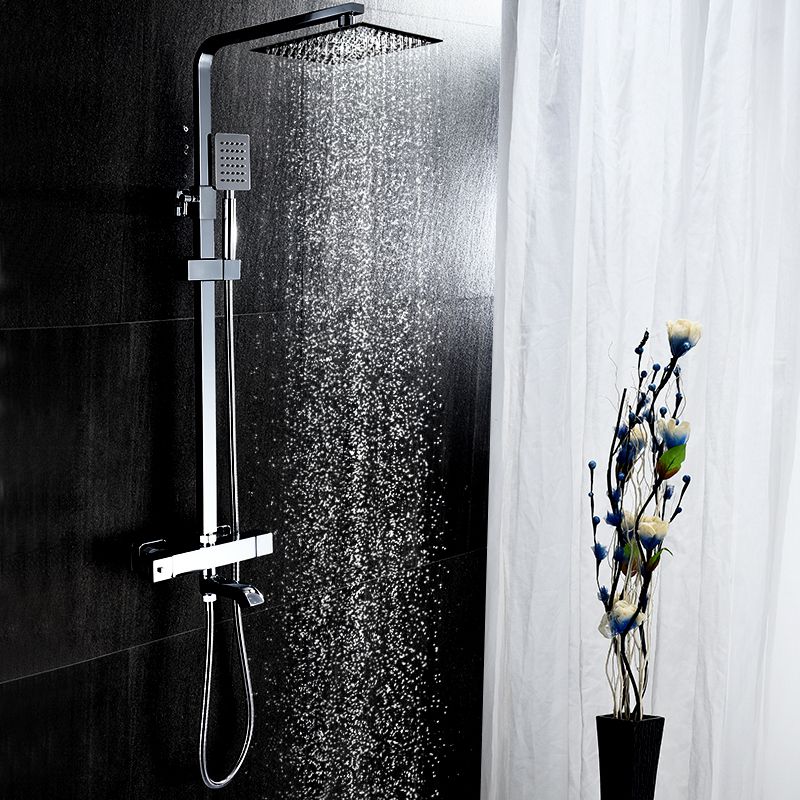 Modern Shower System Slide Bar Dual Shower Head Thermostatic Wall Mounted Shower Set Clearhalo 'Bathroom Remodel & Bathroom Fixtures' 'Home Improvement' 'home_improvement' 'home_improvement_shower_faucets' 'Shower Faucets & Systems' 'shower_faucets' 'Showers & Bathtubs Plumbing' 'Showers & Bathtubs' 1200x1200_8fa2a355-06dd-4645-a96e-abbae827e83a