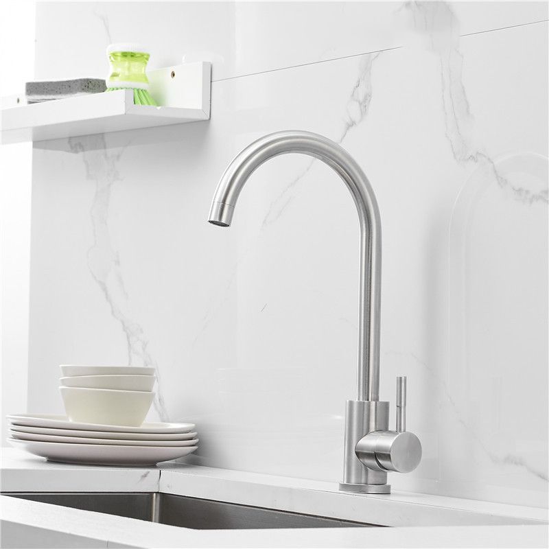 Modern Bridge Kitchen Faucet Stainless Steel High Arch Bar Prep Kitchen Faucet Clearhalo 'Home Improvement' 'home_improvement' 'home_improvement_kitchen_faucets' 'Kitchen Faucets' 'Kitchen Remodel & Kitchen Fixtures' 'Kitchen Sinks & Faucet Components' 'kitchen_faucets' 1200x1200_8fa82301-997c-4106-ab7c-485464a07681