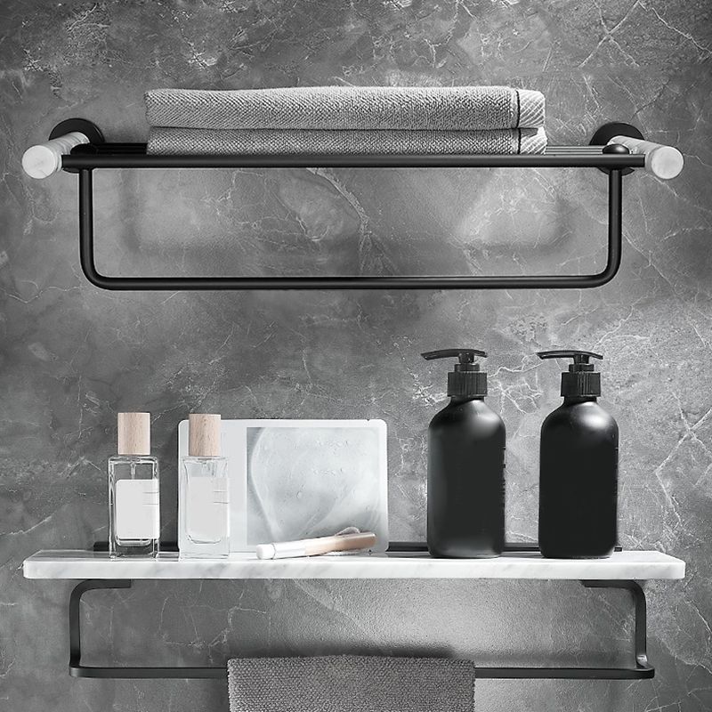 Metal & Marble Bathroom Hardware Set as Individual or as a Set in Black Clearhalo 'Bathroom Hardware Sets' 'Bathroom Hardware' 'Bathroom Remodel & Bathroom Fixtures' 'bathroom_hardware_sets' 'Home Improvement' 'home_improvement' 'home_improvement_bathroom_hardware_sets' 1200x1200_8fa96ef9-a1d0-41aa-82ee-1cf066a1db25