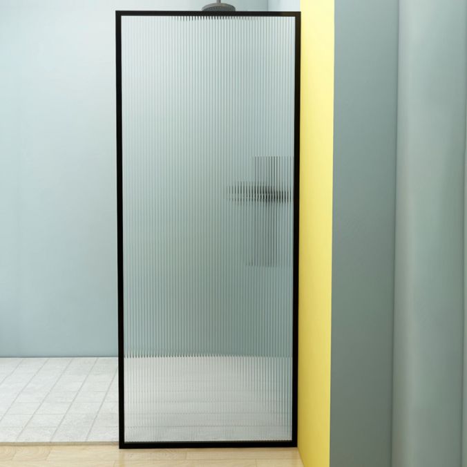 Fixed Black Shower Screen Full Frame Half Partition Shower Door Clearhalo 'Bathroom Remodel & Bathroom Fixtures' 'Home Improvement' 'home_improvement' 'home_improvement_shower_tub_doors' 'Shower and Tub Doors' 'shower_tub_doors' 'Showers & Bathtubs' 1200x1200_8faef886-552e-43f6-8266-60ffc540bc29