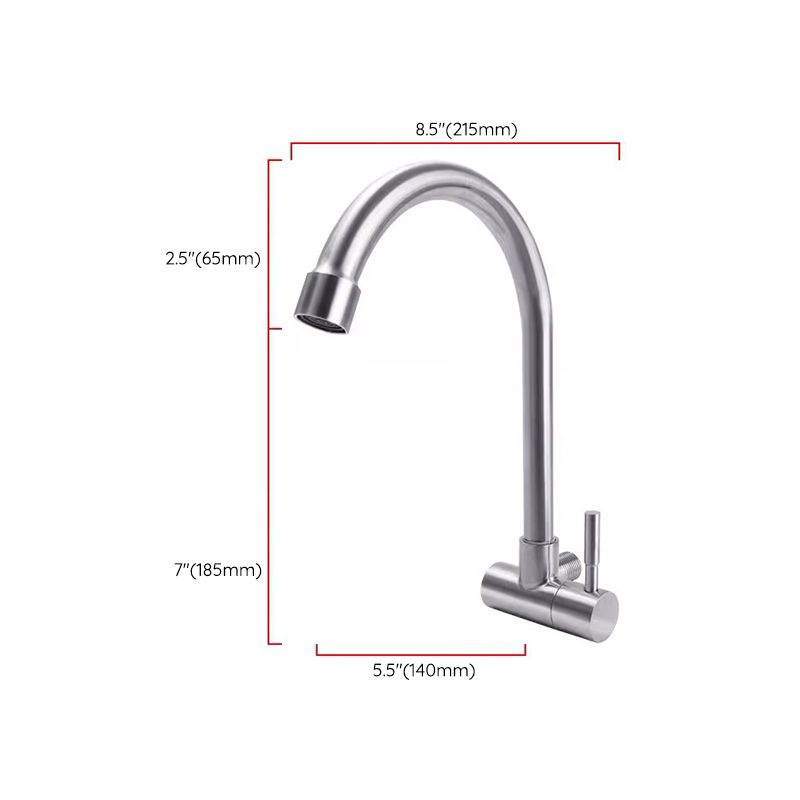 Modern Faucets 1-Handle and 1-Hole Single Level Stainless Steel Bar Faucet Clearhalo 'Home Improvement' 'home_improvement' 'home_improvement_kitchen_faucets' 'Kitchen Faucets' 'Kitchen Remodel & Kitchen Fixtures' 'Kitchen Sinks & Faucet Components' 'kitchen_faucets' 1200x1200_8fb0f14e-7da2-4ebd-9231-b6a720fdb7cb