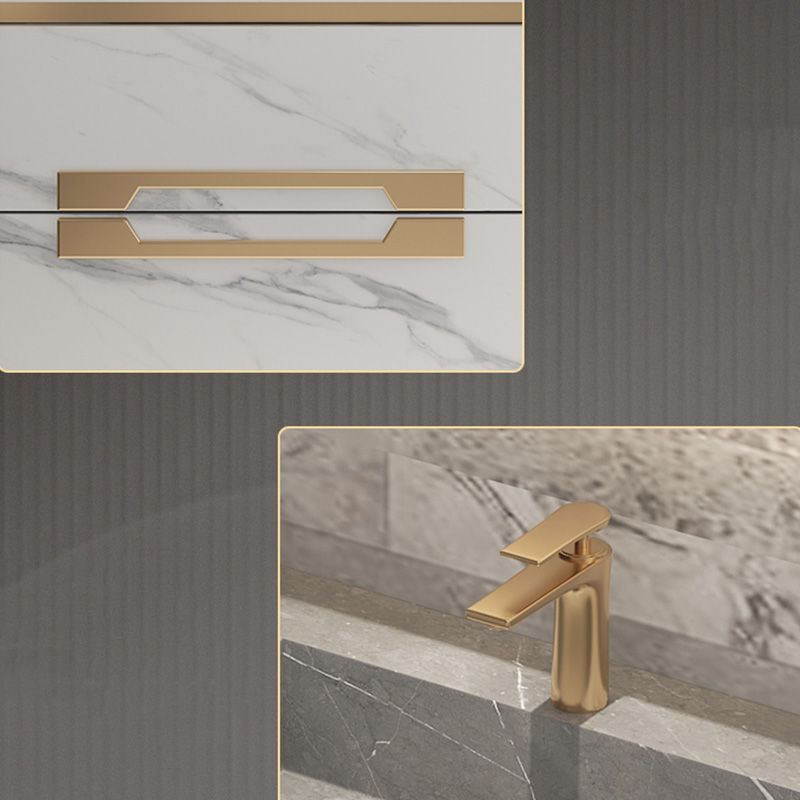 Single Sink Bathroom Vanity Wall Mount 2 Drawers Stone Rectangular with Mirror Clearhalo 'Bathroom Remodel & Bathroom Fixtures' 'Bathroom Vanities' 'bathroom_vanities' 'Home Improvement' 'home_improvement' 'home_improvement_bathroom_vanities' 1200x1200_8fb4560f-ec95-4389-a712-16fb5dbc098c