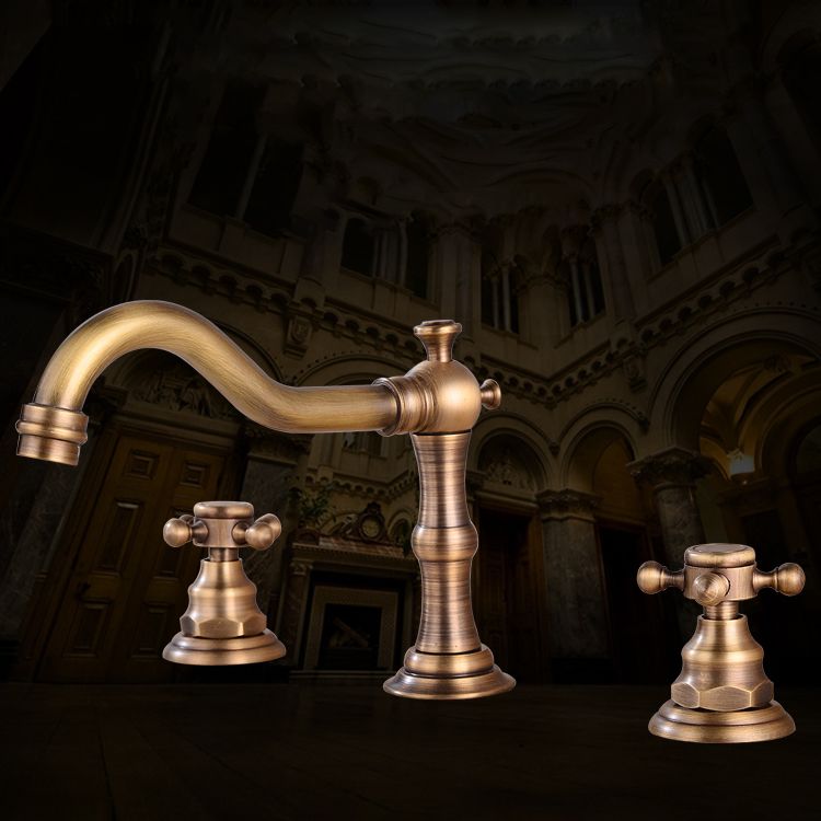 Widespread Bathroom Faucet 3 Holes Circular Vessel Sink Faucet Clearhalo 'Bathroom Remodel & Bathroom Fixtures' 'Bathroom Sink Faucets' 'Bathroom Sinks & Faucet Components' 'bathroom_sink_faucets' 'Home Improvement' 'home_improvement' 'home_improvement_bathroom_sink_faucets' 1200x1200_8fb7cb93-c423-4b36-84e5-7b2851d107dd