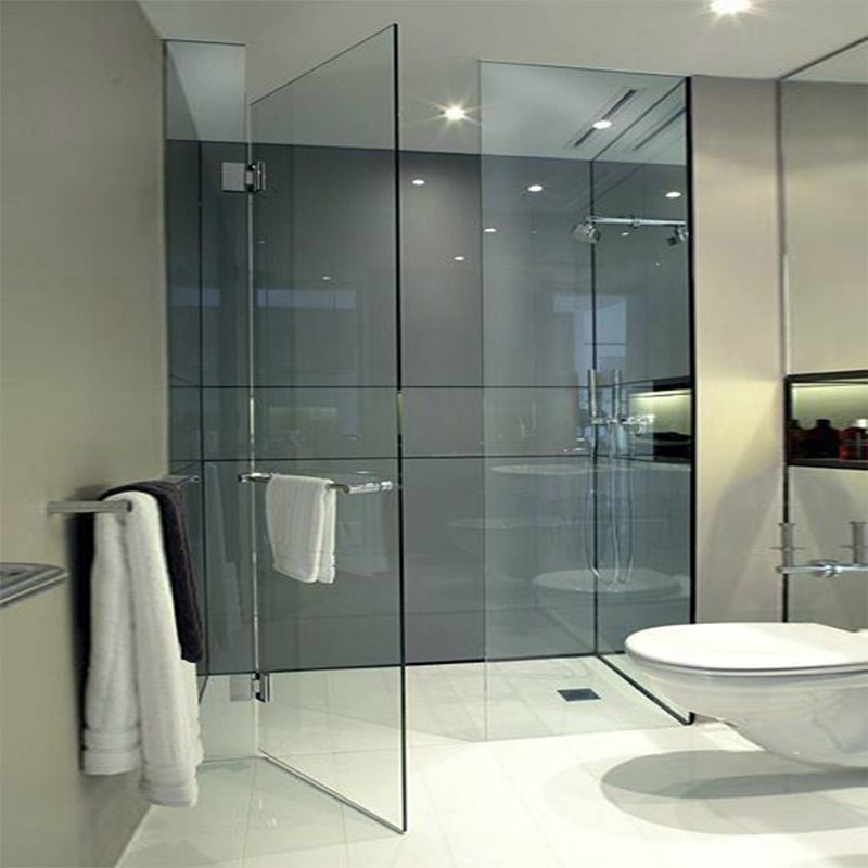 Inline Hinged Frameless Tempered Glass Shower Door, Transparent Shower Screen Clearhalo 'Bathroom Remodel & Bathroom Fixtures' 'Home Improvement' 'home_improvement' 'home_improvement_shower_tub_doors' 'Shower and Tub Doors' 'shower_tub_doors' 'Showers & Bathtubs' 1200x1200_8fdcac80-48e6-4745-b7ba-fdab449c886d