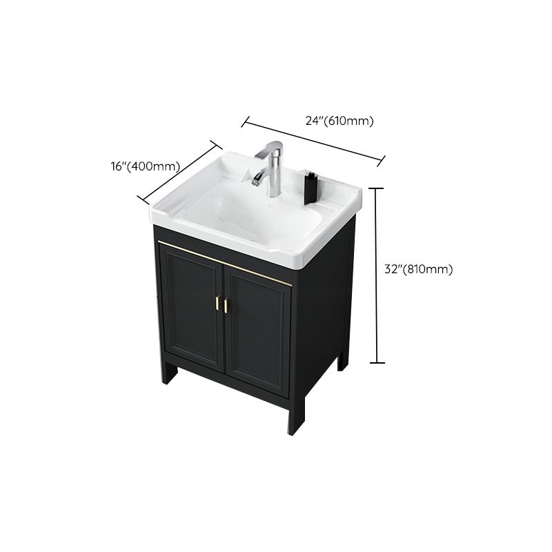 Modern Metal Sink Cabinet Mirror Wall-Mounted Bathroom Vanity Cabinet in Black Clearhalo 'Bathroom Remodel & Bathroom Fixtures' 'Bathroom Vanities' 'bathroom_vanities' 'Home Improvement' 'home_improvement' 'home_improvement_bathroom_vanities' 1200x1200_8ffcdecc-3a93-4211-b077-30945ca6e2c2