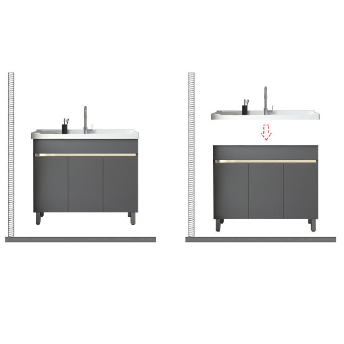 Wall Mount Glam Bath Vanity Gray Ceramic Single-Sink Rectangular Vanity Set Clearhalo 'Bathroom Remodel & Bathroom Fixtures' 'Bathroom Vanities' 'bathroom_vanities' 'Home Improvement' 'home_improvement' 'home_improvement_bathroom_vanities' 1200x1200_90123e30-564c-4519-8c1a-f7a50c2133a9