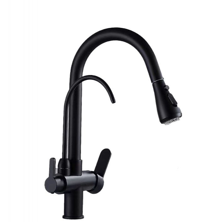Contemporary Pull down Kitchen Faucet Double Handle High Arch 2-Function Water Filler Clearhalo 'Home Improvement' 'home_improvement' 'home_improvement_kitchen_faucets' 'Kitchen Faucets' 'Kitchen Remodel & Kitchen Fixtures' 'Kitchen Sinks & Faucet Components' 'kitchen_faucets' 1200x1200_903243d2-7be1-40ea-8ff9-fabfadb0eb54