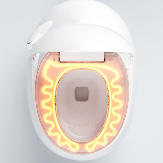 White Electronic Toilet Seat Elongated Floor Standing Bidet with Heated Seat Clearhalo 'Bathroom Remodel & Bathroom Fixtures' 'Bidets' 'Home Improvement' 'home_improvement' 'home_improvement_bidets' 'Toilets & Bidets' 1200x1200_9049b303-0952-4fa8-a31e-31c186e187a2