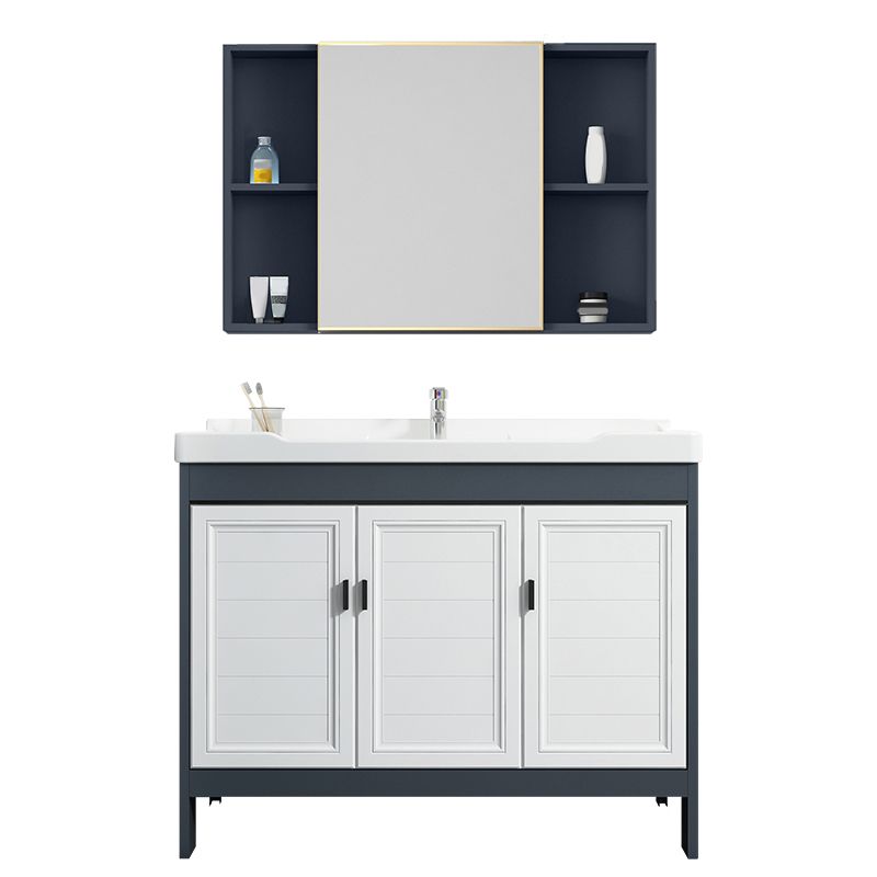 Mirror Bathroom Vanity Freestanding Rectangular Single Sink Metal Frame Vanity with Doors Clearhalo 'Bathroom Remodel & Bathroom Fixtures' 'Bathroom Vanities' 'bathroom_vanities' 'Home Improvement' 'home_improvement' 'home_improvement_bathroom_vanities' 1200x1200_904e225f-c112-4ec0-bee2-609b6ff86cc7