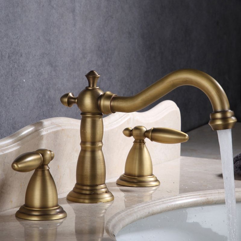European Style Widespread Basin Faucet Brass 2 Handle Bathroom Vessel Faucet with Hoses Clearhalo 'Bathroom Remodel & Bathroom Fixtures' 'Bathroom Sink Faucets' 'Bathroom Sinks & Faucet Components' 'bathroom_sink_faucets' 'Home Improvement' 'home_improvement' 'home_improvement_bathroom_sink_faucets' 1200x1200_906f5292-5de9-4229-8d64-d653afc58cf4