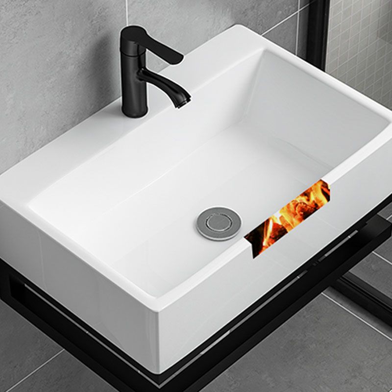 Bathroom Sink Ceramic White Wall-mounted Rod Handle Faucet Sink Clearhalo 'Bathroom Remodel & Bathroom Fixtures' 'Bathroom Sinks & Faucet Components' 'Bathroom Sinks' 'bathroom_sink' 'Home Improvement' 'home_improvement' 'home_improvement_bathroom_sink' 1200x1200_90704e68-ef1f-42f6-abb7-6eef4ea97c41