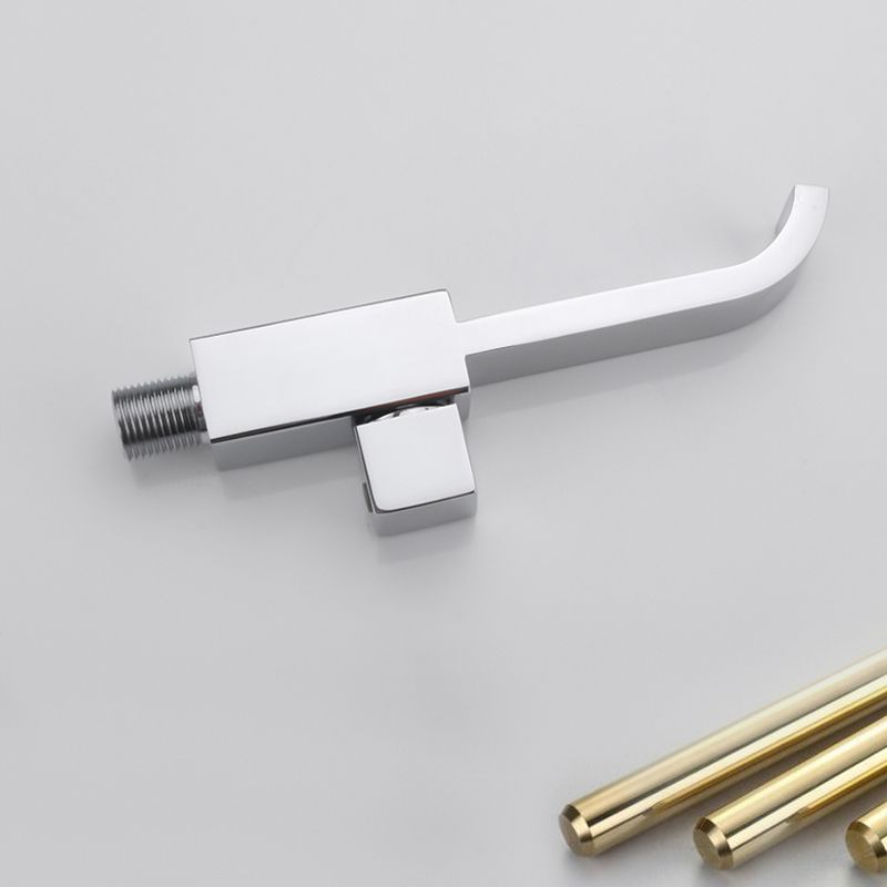 Contemporary Wall Mounted Bathroom Faucet Knob Handle Solid Brass Square Faucet Clearhalo 'Bathroom Remodel & Bathroom Fixtures' 'Bathroom Sink Faucets' 'Bathroom Sinks & Faucet Components' 'bathroom_sink_faucets' 'Home Improvement' 'home_improvement' 'home_improvement_bathroom_sink_faucets' 1200x1200_90925550-78c4-4915-8fd0-6297b43ddefc