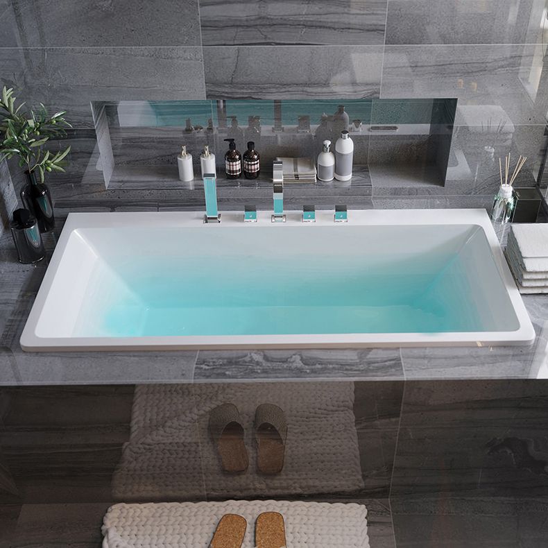 Modern Acrylic Bath Soaking White Rectangular Drop-in Bathtub Clearhalo 'Bathroom Remodel & Bathroom Fixtures' 'Bathtubs' 'Home Improvement' 'home_improvement' 'home_improvement_bathtubs' 'Showers & Bathtubs' 1200x1200_9098d77d-bec8-4f00-9038-3f661f03f480