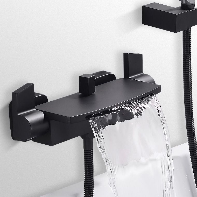 Modern Bathroom Faucet Two Handle Copper Wall Mounted Bath Faucet Trim Clearhalo 'Bathroom Remodel & Bathroom Fixtures' 'Bathtub Faucets' 'bathtub_faucets' 'Home Improvement' 'home_improvement' 'home_improvement_bathtub_faucets' 1200x1200_90a47b76-7f93-445e-9ec9-c1d5a9a965ad