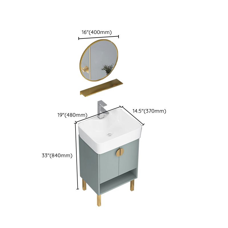 Rectangular Glam Sink Vanity Green Ceramic Single-Sink Freestanding Vanity Set Clearhalo 'Bathroom Remodel & Bathroom Fixtures' 'Bathroom Vanities' 'bathroom_vanities' 'Home Improvement' 'home_improvement' 'home_improvement_bathroom_vanities' 1200x1200_90a8488c-eb09-4248-9dd0-52e677d72910