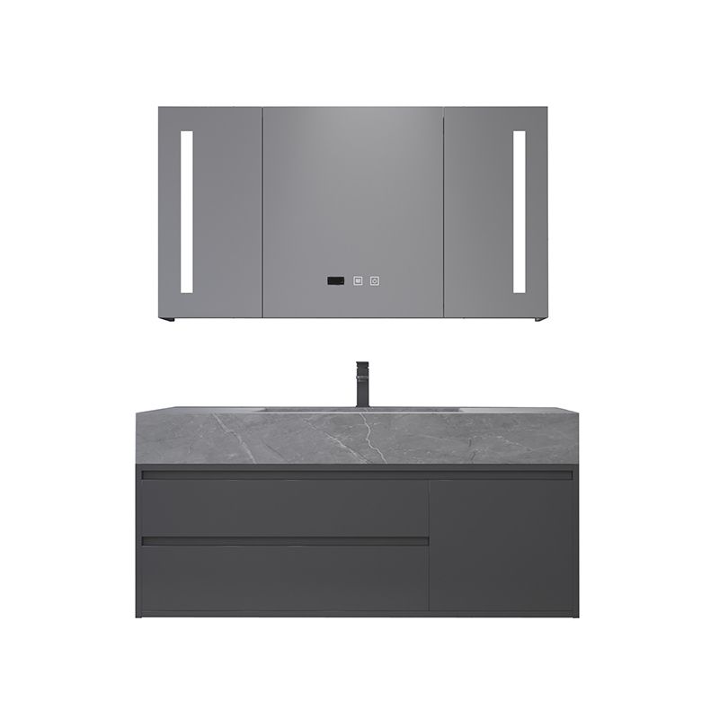 Gorgeous Bathroom Vanity Set Mirror Gray Tone Open Console with Sink Set Clearhalo 'Bathroom Remodel & Bathroom Fixtures' 'Bathroom Vanities' 'bathroom_vanities' 'Home Improvement' 'home_improvement' 'home_improvement_bathroom_vanities' 1200x1200_90b55fc9-3198-4034-b2de-d22b3dadbc35
