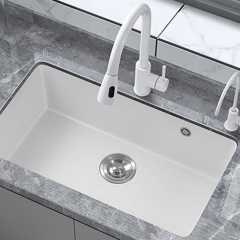 Quartz Kitchen Sink Rectangular Shape Single Bowl Kitchen Sink with Drain Strainer Kit Clearhalo 'Home Improvement' 'home_improvement' 'home_improvement_kitchen_sinks' 'Kitchen Remodel & Kitchen Fixtures' 'Kitchen Sinks & Faucet Components' 'Kitchen Sinks' 'kitchen_sinks' 1200x1200_90bce370-3803-4021-96c6-190036f47f52