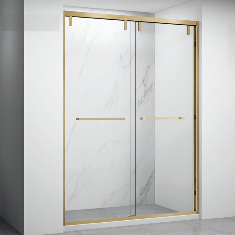 Semi Frameless Dual Move Shower Screen Clear Glass Shower Door Clearhalo 'Bathroom Remodel & Bathroom Fixtures' 'Home Improvement' 'home_improvement' 'home_improvement_shower_tub_doors' 'Shower and Tub Doors' 'shower_tub_doors' 'Showers & Bathtubs' 1200x1200_90bdc92e-694c-4bd4-966d-8e53eff21b64