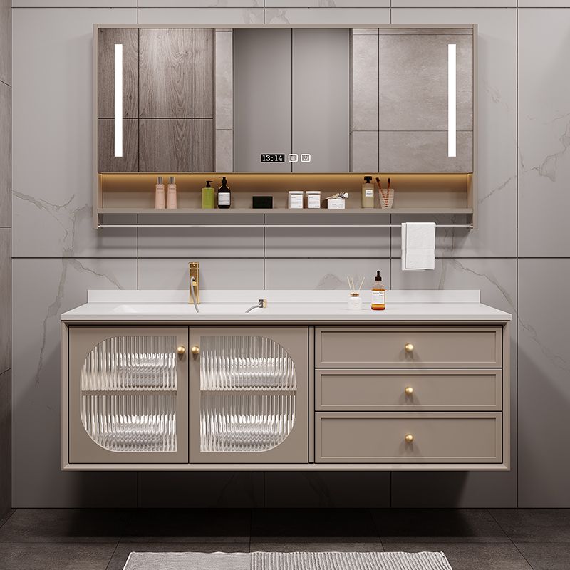 Modern Sink Vanity Solid Color Storage Shelves Wall Mount Bathroom Vanity Set Clearhalo 'Bathroom Remodel & Bathroom Fixtures' 'Bathroom Vanities' 'bathroom_vanities' 'Home Improvement' 'home_improvement' 'home_improvement_bathroom_vanities' 1200x1200_90c043d7-d418-4708-9de4-7df91bc6c057