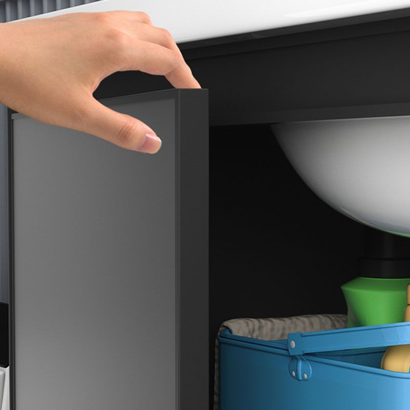 Aluminum Bathroom Vanity Set Doors Wall Mounted Doors Grey Single Sink with Mirror Clearhalo 'Bathroom Remodel & Bathroom Fixtures' 'Bathroom Vanities' 'bathroom_vanities' 'Home Improvement' 'home_improvement' 'home_improvement_bathroom_vanities' 1200x1200_90c2c2ac-65ab-4250-84f2-de6df9a45719