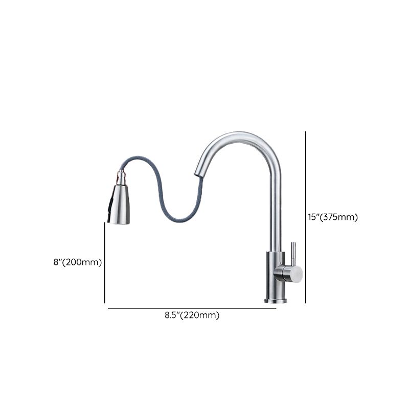 Modern 1-Handle Faucet 304 Stainless Steel with Water Dispenser Pull down Faucet Clearhalo 'Home Improvement' 'home_improvement' 'home_improvement_kitchen_faucets' 'Kitchen Faucets' 'Kitchen Remodel & Kitchen Fixtures' 'Kitchen Sinks & Faucet Components' 'kitchen_faucets' 1200x1200_90cbb807-f3aa-469c-8e65-953be2d4dccf