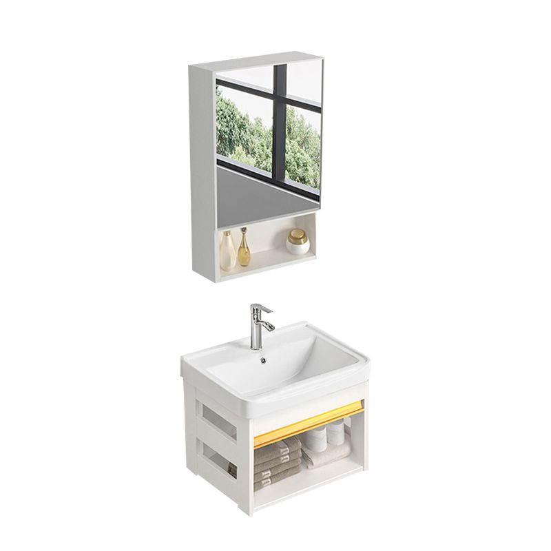 Sink Vanity Set White Drawers Wall-mounted Rectangular Sink with Faucet Clearhalo 'Bathroom Remodel & Bathroom Fixtures' 'Bathroom Vanities' 'bathroom_vanities' 'Home Improvement' 'home_improvement' 'home_improvement_bathroom_vanities' 1200x1200_90db0434-059d-4db5-bdeb-e609e82a733b