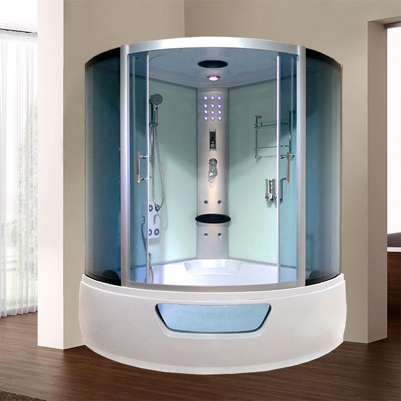 Round Double Sliding Shower Stall Full Frame Tempered Glass Shower Room Clearhalo 'Bathroom Remodel & Bathroom Fixtures' 'Home Improvement' 'home_improvement' 'home_improvement_shower_stalls_enclosures' 'Shower Stalls & Enclosures' 'shower_stalls_enclosures' 'Showers & Bathtubs' 1200x1200_91017af9-69b2-47e5-a422-7e673832e284