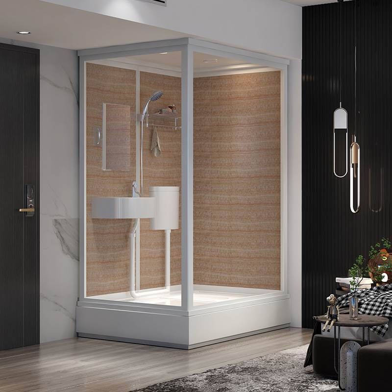 Rectangle Tempered Glass Shower Stall Frosted Semi-Frameless Shower Stall Clearhalo 'Bathroom Remodel & Bathroom Fixtures' 'Home Improvement' 'home_improvement' 'home_improvement_shower_stalls_enclosures' 'Shower Stalls & Enclosures' 'shower_stalls_enclosures' 'Showers & Bathtubs' 1200x1200_910f3e51-c64c-4b68-87bc-5118143bf645