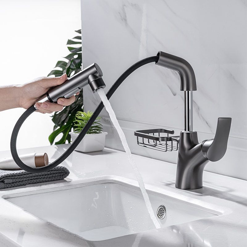 Modern Single Handle Kitchen Faucet 1-Hold Water Faucet with Pull Out Sprayer Clearhalo 'Home Improvement' 'home_improvement' 'home_improvement_kitchen_faucets' 'Kitchen Faucets' 'Kitchen Remodel & Kitchen Fixtures' 'Kitchen Sinks & Faucet Components' 'kitchen_faucets' 1200x1200_912fc228-7809-441b-96ca-05b54b98cb25