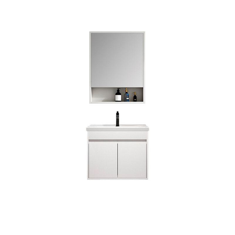 Rectangle Bathroom Vanity Wall-Mounted Mirror Wood Frame Modern Vanity with Doors Clearhalo 'Bathroom Remodel & Bathroom Fixtures' 'Bathroom Vanities' 'bathroom_vanities' 'Home Improvement' 'home_improvement' 'home_improvement_bathroom_vanities' 1200x1200_91547d32-ba85-453a-a48c-90ee06bf1d9e