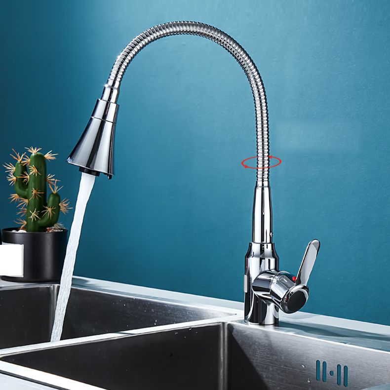 Contemporary Standard Kitchen Faucet Metal Kitchen Faucet with One Handle Clearhalo 'Home Improvement' 'home_improvement' 'home_improvement_kitchen_faucets' 'Kitchen Faucets' 'Kitchen Remodel & Kitchen Fixtures' 'Kitchen Sinks & Faucet Components' 'kitchen_faucets' 1200x1200_915d8d04-ced2-4ddb-9a86-cdc47c518229