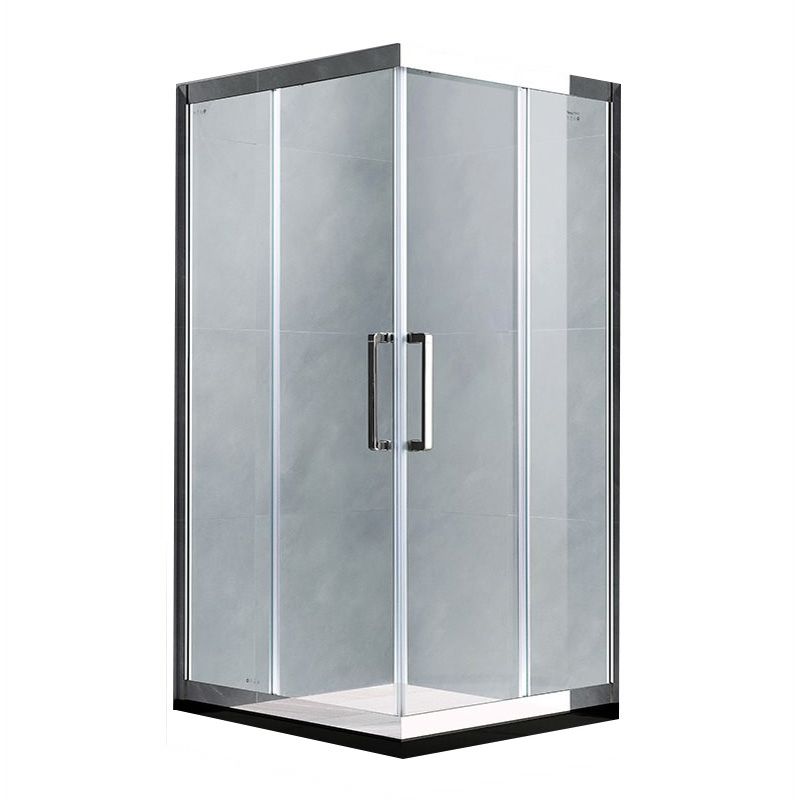 Framed Tempered Glass Shower Kit Corner Double Sliding Shower Kit Clearhalo 'Bathroom Remodel & Bathroom Fixtures' 'Home Improvement' 'home_improvement' 'home_improvement_shower_stalls_enclosures' 'Shower Stalls & Enclosures' 'shower_stalls_enclosures' 'Showers & Bathtubs' 1200x1200_916e0d66-5e56-4239-be82-e79b3b1dec41