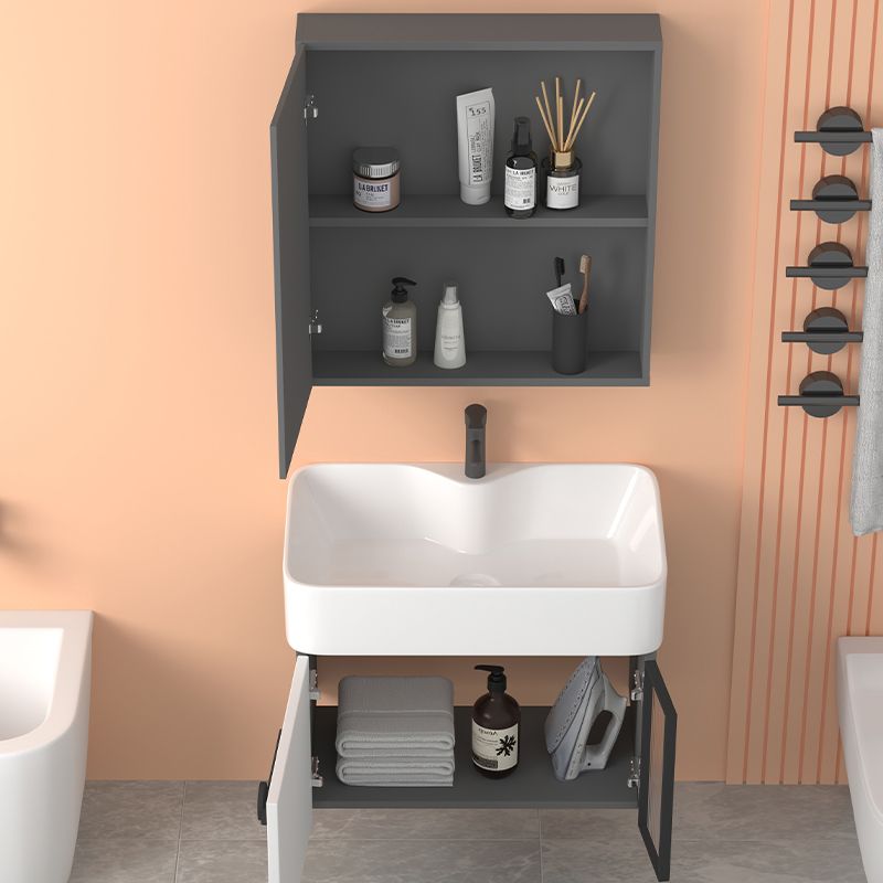 Modern Wall Mount Sink Vanity Gray Metal Base Single-Sink Rectangular Vanity Set Clearhalo 'Bathroom Remodel & Bathroom Fixtures' 'Bathroom Vanities' 'bathroom_vanities' 'Home Improvement' 'home_improvement' 'home_improvement_bathroom_vanities' 1200x1200_918bd0d6-adda-40eb-bb26-7cf5ddf777e9
