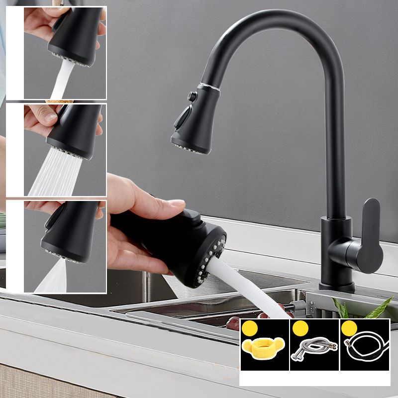 Modern Pull Down Single Handle Kitchen Faucet 1-Hold Profile Faucet Clearhalo 'Home Improvement' 'home_improvement' 'home_improvement_kitchen_faucets' 'Kitchen Faucets' 'Kitchen Remodel & Kitchen Fixtures' 'Kitchen Sinks & Faucet Components' 'kitchen_faucets' 1200x1200_91a6e72a-0171-45c1-b802-5adae570ac8b