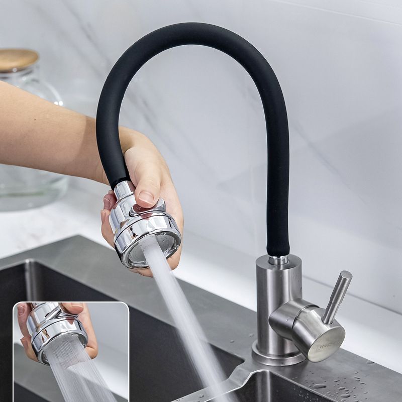 Modern 1-Handle 1-Hole Faucets 304 Stainless Steel Black and White Faucets Clearhalo 'Home Improvement' 'home_improvement' 'home_improvement_kitchen_faucets' 'Kitchen Faucets' 'Kitchen Remodel & Kitchen Fixtures' 'Kitchen Sinks & Faucet Components' 'kitchen_faucets' 1200x1200_91af62c8-2e0c-4316-ad27-254ade70f82b