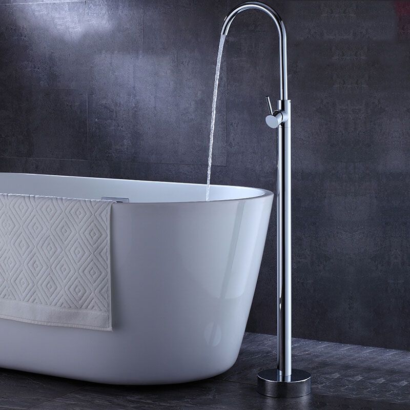 Contemporary Bathroom Faucet Floor Mounted Copper One Handle Freestanding Tub Filler Trim Clearhalo 'Bathroom Remodel & Bathroom Fixtures' 'Bathtub Faucets' 'bathtub_faucets' 'Home Improvement' 'home_improvement' 'home_improvement_bathtub_faucets' 1200x1200_91b89abd-a118-4ab2-98d1-9d20559b1718