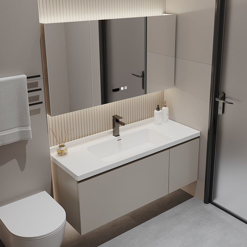 Single Sink Bathroom Vanity Set Overflow Wood Frame Wall Mounted with Drawer Clearhalo 'Bathroom Remodel & Bathroom Fixtures' 'Bathroom Vanities' 'bathroom_vanities' 'Home Improvement' 'home_improvement' 'home_improvement_bathroom_vanities' 1200x1200_91d456dd-00c5-4374-a634-a53e21b074ab