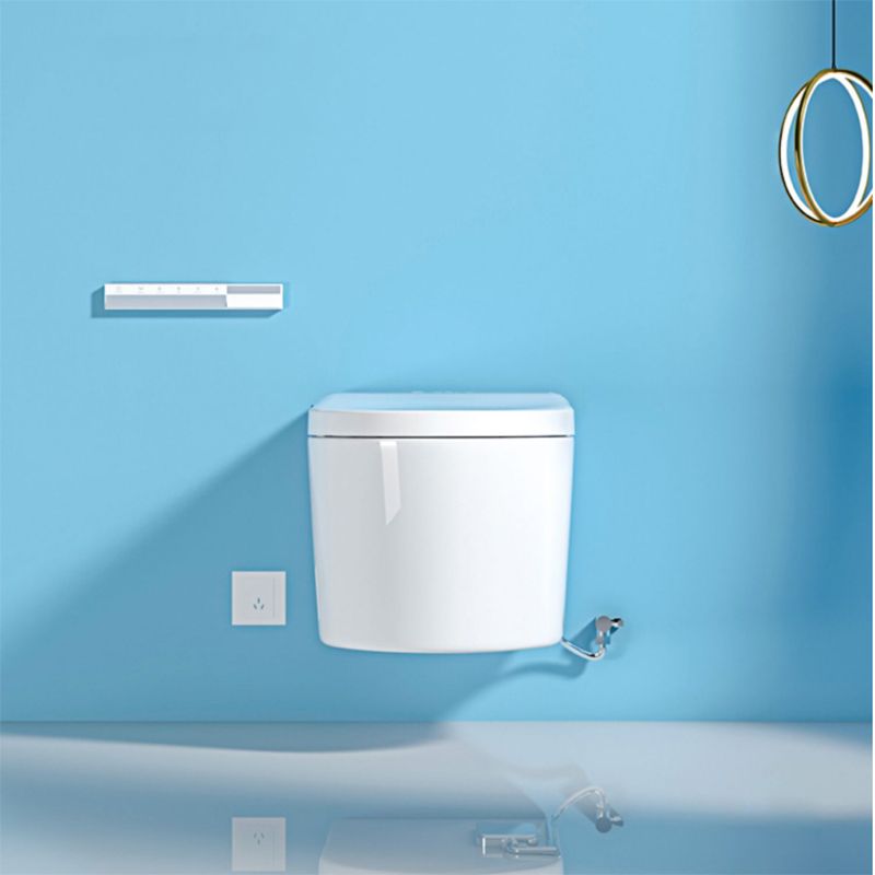 Contemporary Heated Seat Ceramic Dryer White Elongated Wall Hung Toilet Set Clearhalo 'Bathroom Remodel & Bathroom Fixtures' 'Bidets' 'Home Improvement' 'home_improvement' 'home_improvement_bidets' 'Toilets & Bidets' 1200x1200_91e50013-d380-48c1-ae26-ee42f975dffd