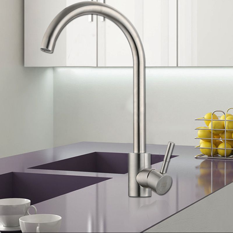 Contemporary Single Handle Kitchen Faucet 1-Hold Water Filler Clearhalo 'Home Improvement' 'home_improvement' 'home_improvement_kitchen_faucets' 'Kitchen Faucets' 'Kitchen Remodel & Kitchen Fixtures' 'Kitchen Sinks & Faucet Components' 'kitchen_faucets' 1200x1200_91e991d5-ff50-4100-a6c3-ecf812f010b8
