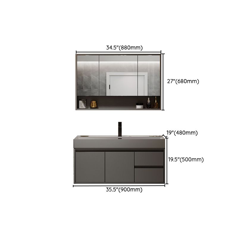 Grey Solid Wood Modern Wall Mounted Standard Bathroom Vanity Set Clearhalo 'Bathroom Remodel & Bathroom Fixtures' 'Bathroom Vanities' 'bathroom_vanities' 'Home Improvement' 'home_improvement' 'home_improvement_bathroom_vanities' 1200x1200_920bdd6d-2d43-4879-aba0-c07e4b5c5df2
