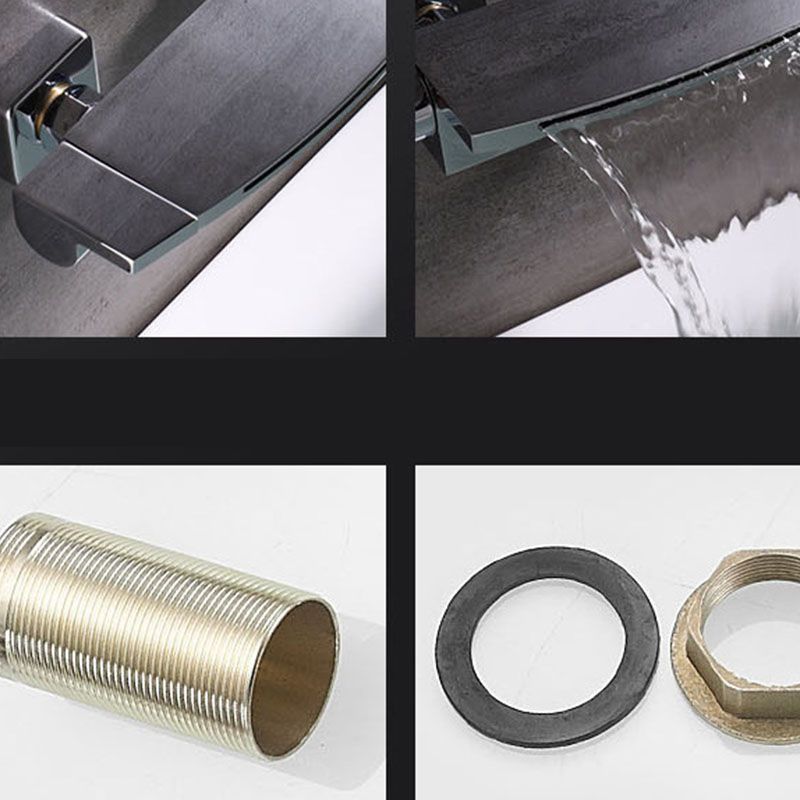 Contemporary Wall Mounted Metal Tub Filler Two Handles Waterfall Tub Faucet Trim Clearhalo 'Bathroom Remodel & Bathroom Fixtures' 'Bathtub Faucets' 'bathtub_faucets' 'Home Improvement' 'home_improvement' 'home_improvement_bathtub_faucets' 1200x1200_92368344-f082-4b7b-a2ad-89a59e6f4584