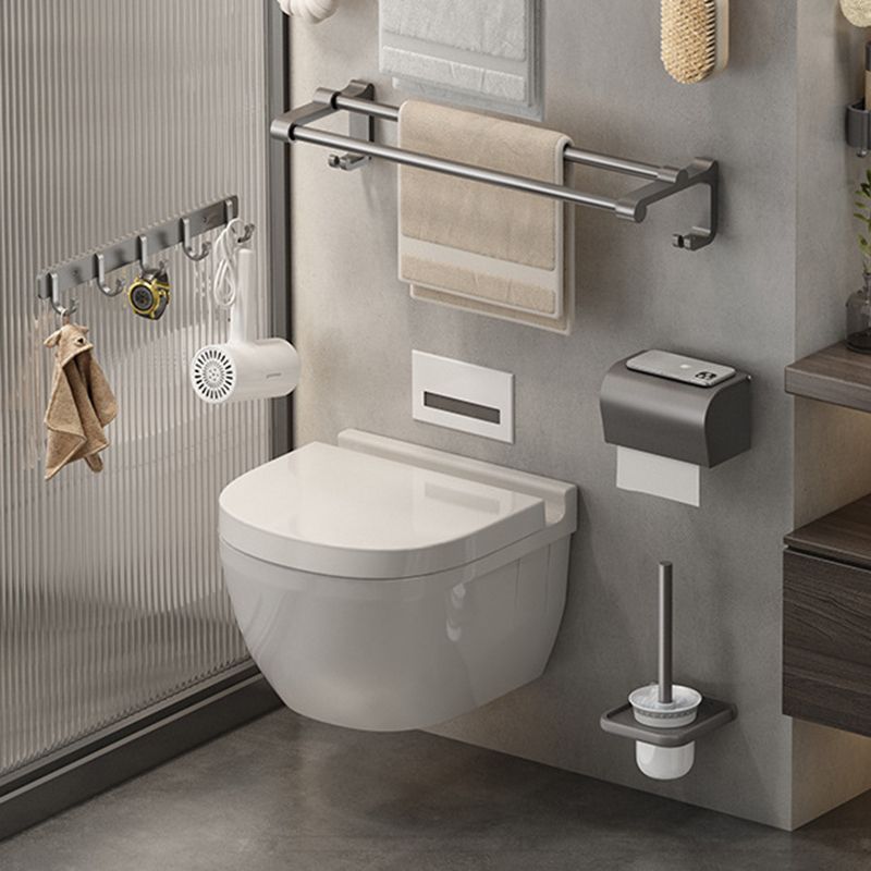 Gray Contemporary Bathroom Accessory Set Bath Shelf/Towel Bar & Robe Hooks Included Clearhalo 'Bathroom Hardware Sets' 'Bathroom Hardware' 'Bathroom Remodel & Bathroom Fixtures' 'bathroom_hardware_sets' 'Home Improvement' 'home_improvement' 'home_improvement_bathroom_hardware_sets' 1200x1200_92479d21-0d29-4590-9b60-fc14dadb2907
