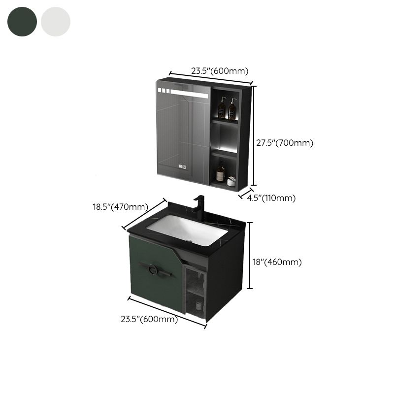 Metal Frame Bath Vanity Mirror Rectangle Wall Mount Single Sink Bathroom Vanity Set Clearhalo 'Bathroom Remodel & Bathroom Fixtures' 'Bathroom Vanities' 'bathroom_vanities' 'Home Improvement' 'home_improvement' 'home_improvement_bathroom_vanities' 1200x1200_924c2f5d-d916-44e6-a10a-3fca5a266574