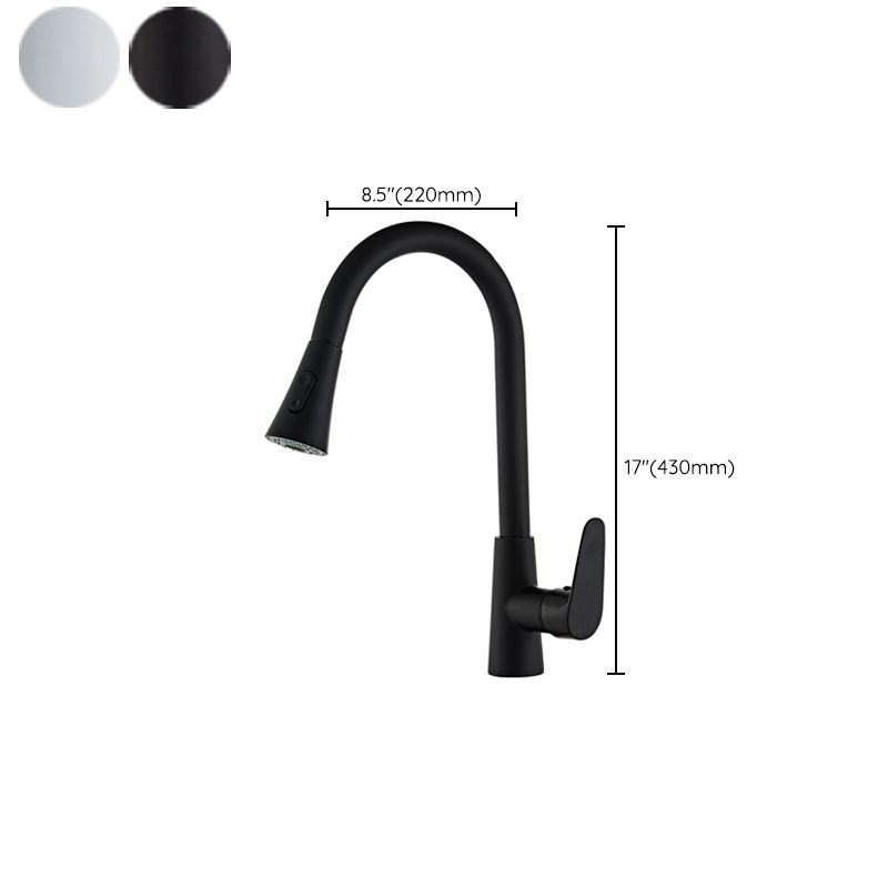 Contemporary Kitchen Sink Faucet Copper Swivel Spout with Pull out Faucet Clearhalo 'Home Improvement' 'home_improvement' 'home_improvement_kitchen_faucets' 'Kitchen Faucets' 'Kitchen Remodel & Kitchen Fixtures' 'Kitchen Sinks & Faucet Components' 'kitchen_faucets' 1200x1200_92654872-2e0a-4a52-8428-bfb6fc384c0c