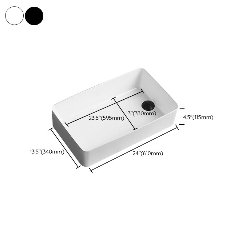 Contemporary Bathroom Sink Porcelain Solid Color Rectangular Vessel Lavatory Sink Clearhalo 'Bathroom Remodel & Bathroom Fixtures' 'Bathroom Sinks & Faucet Components' 'Bathroom Sinks' 'bathroom_sink' 'Home Improvement' 'home_improvement' 'home_improvement_bathroom_sink' 1200x1200_9266a0d7-99c8-435e-a2da-b2560849c6d4